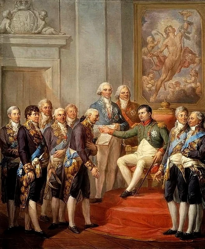 Napoleone con Talleyrand, Hugues - Bernard Maret duc de Bassano, Stanisław Małachowskie altri
